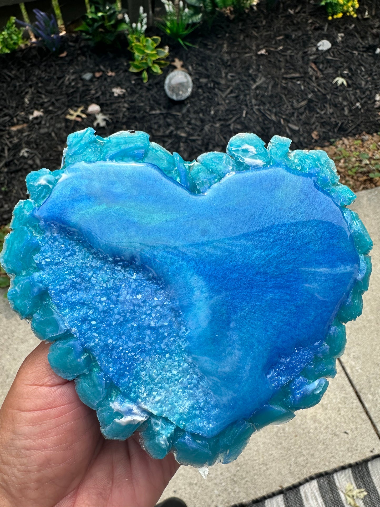 Faux Blue Druzy Heart Coaster