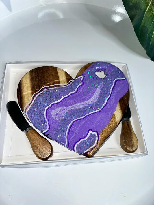 Geode Heart Charcuterie Board Gift Box