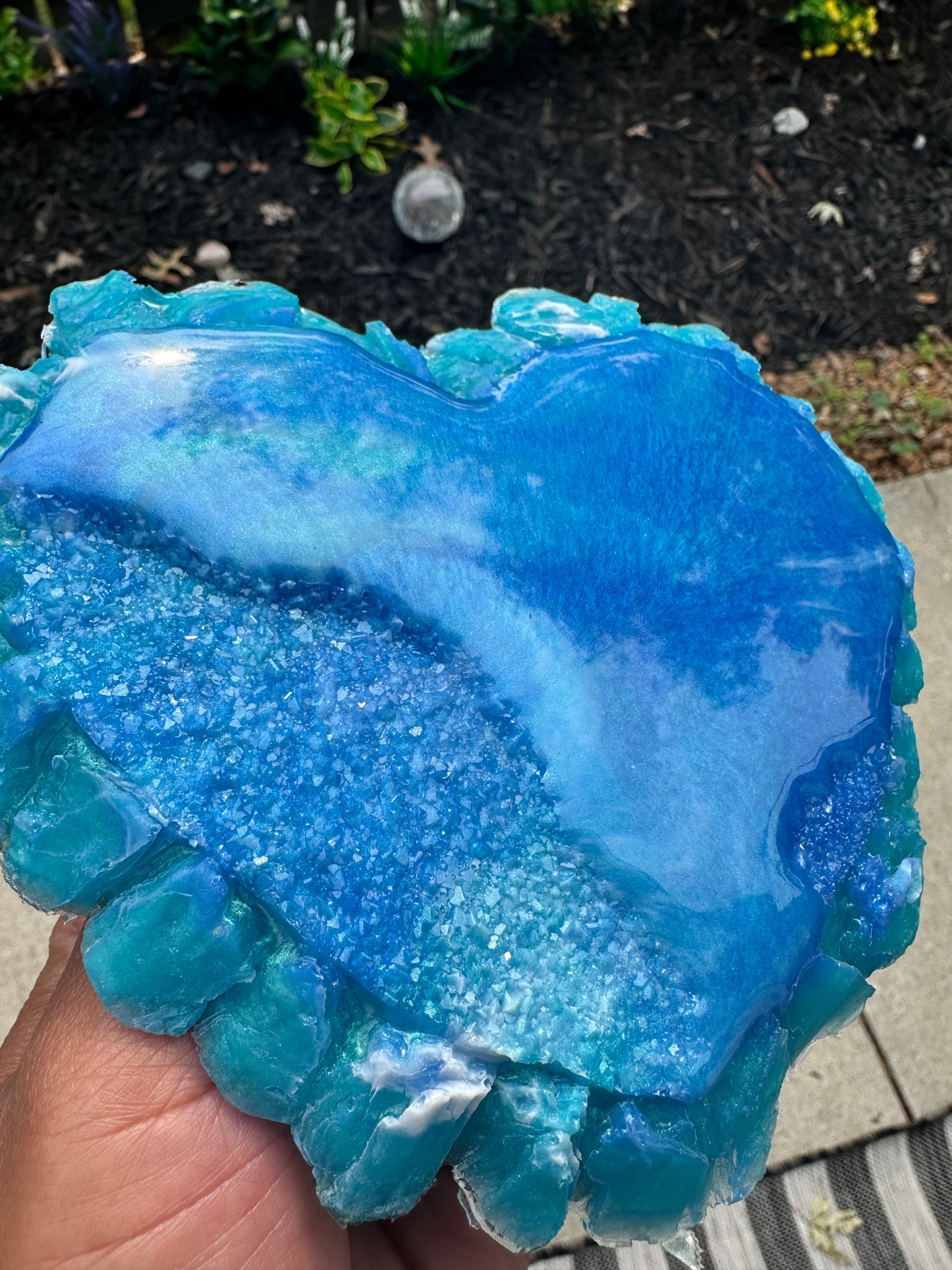 Faux Blue Druzy Heart Coaster