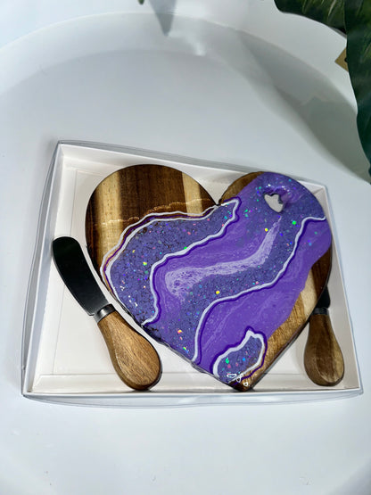 Geode Heart Charcuterie Board Gift Box