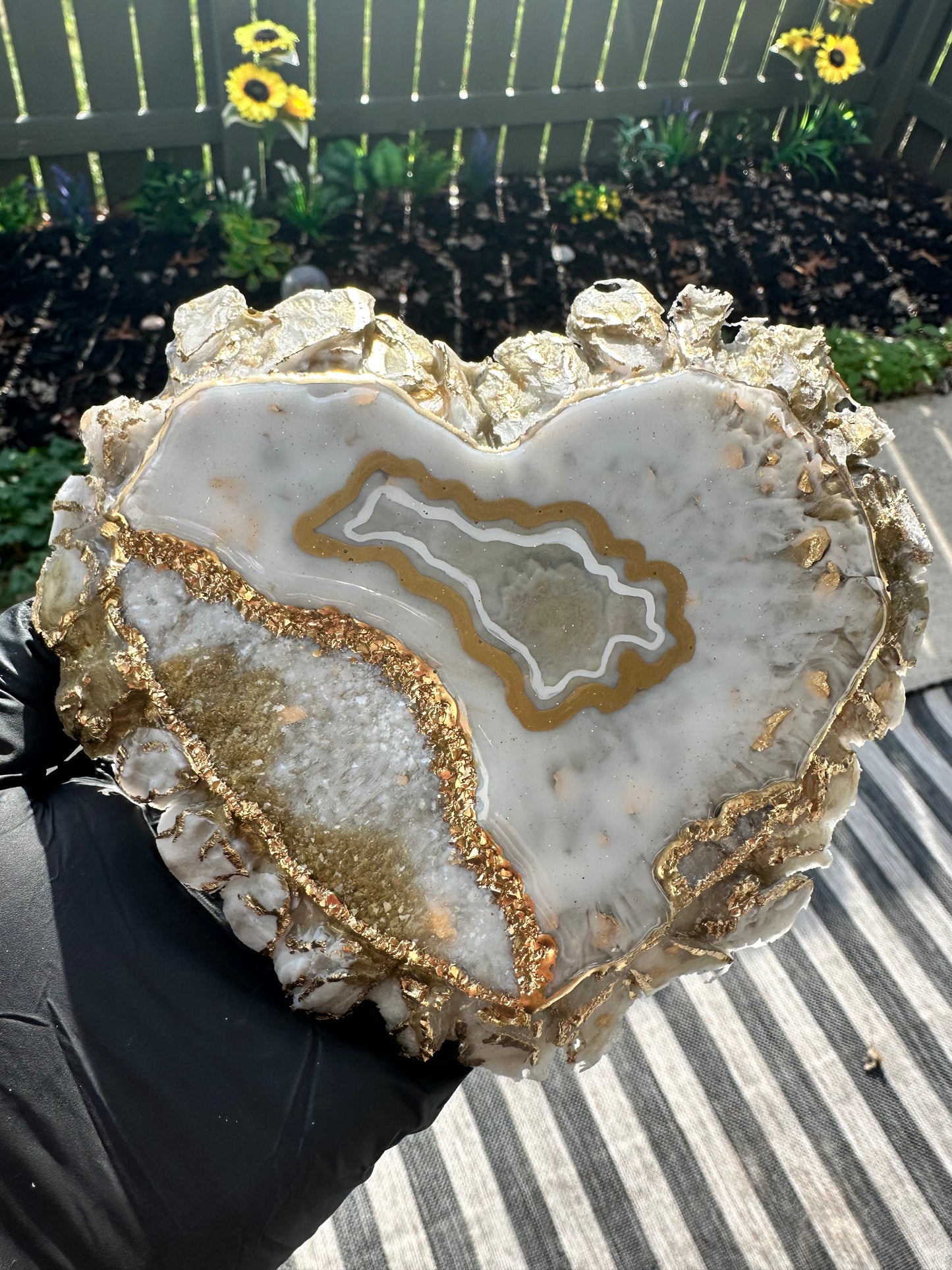 Golden Druzy Heart Palette/Oversized Coaster