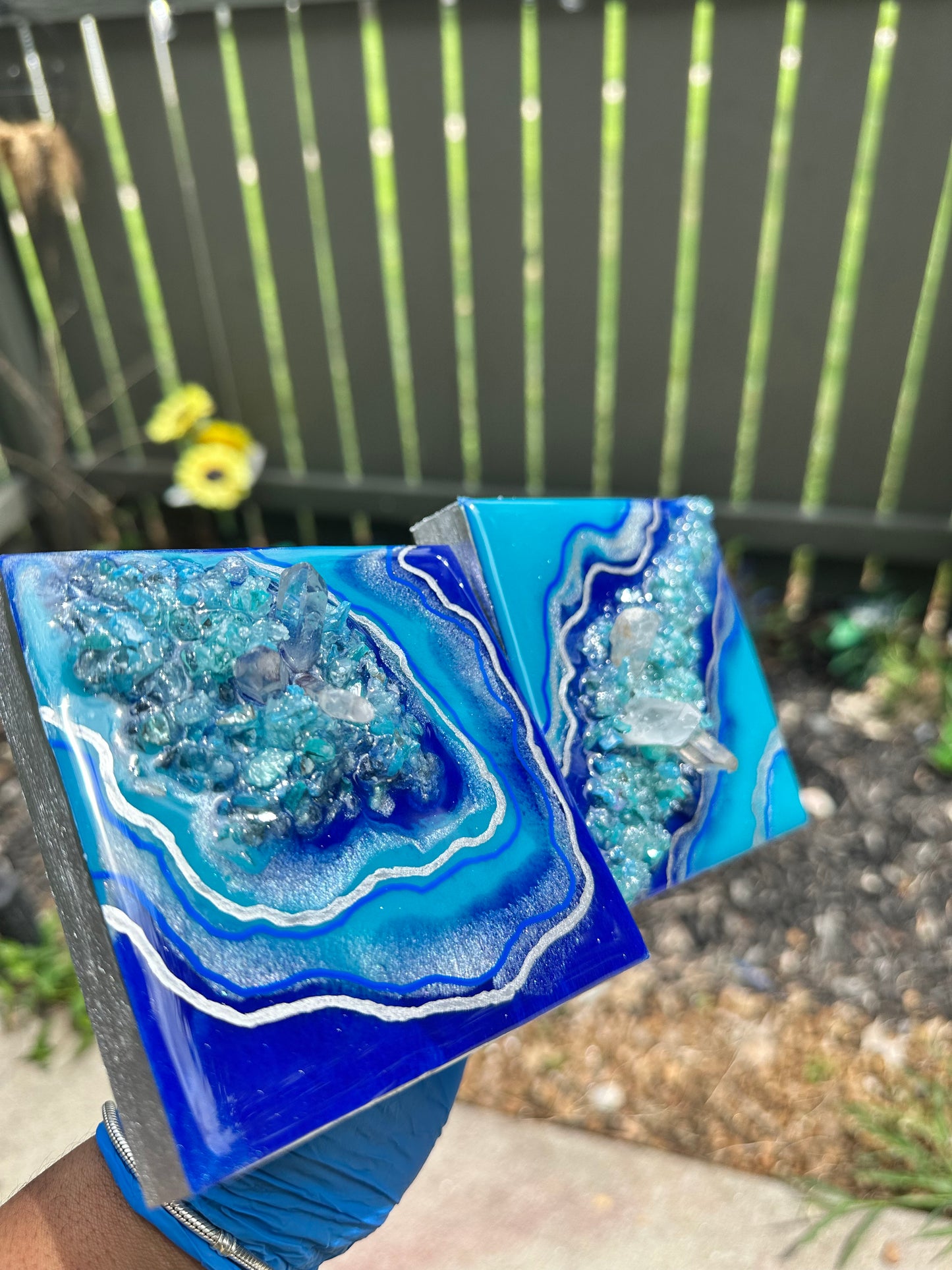 Oceanic Veins – Mini Geode Canvas Duo