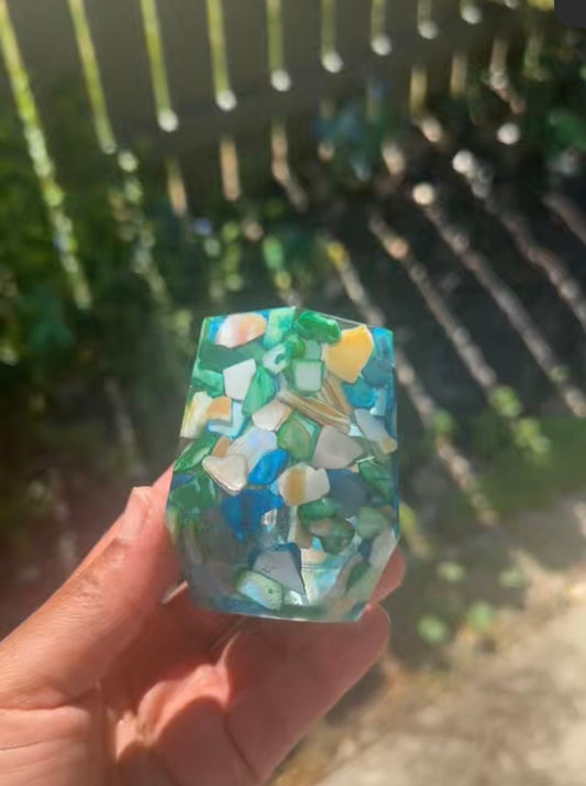 Ocean Stone Resin Jar