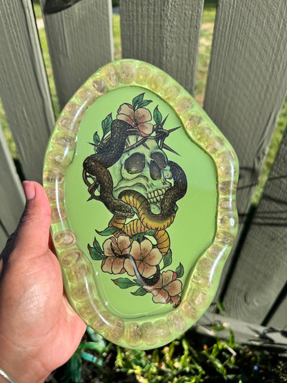 “Serpent & Skull Ghana Beaded Resin Tray”