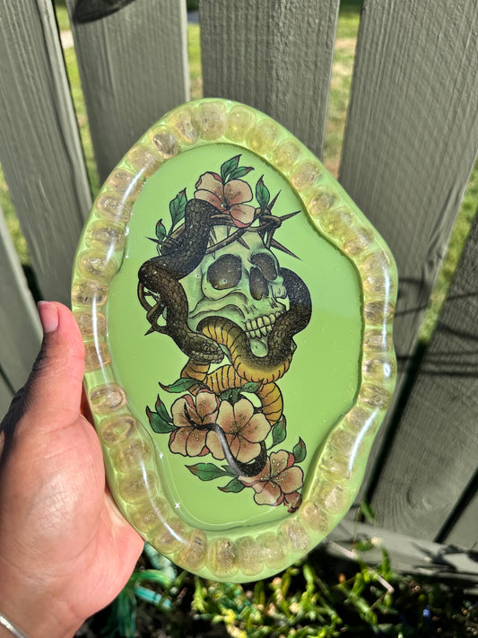 “Serpent & Skull Ghana Beaded Resin Tray”