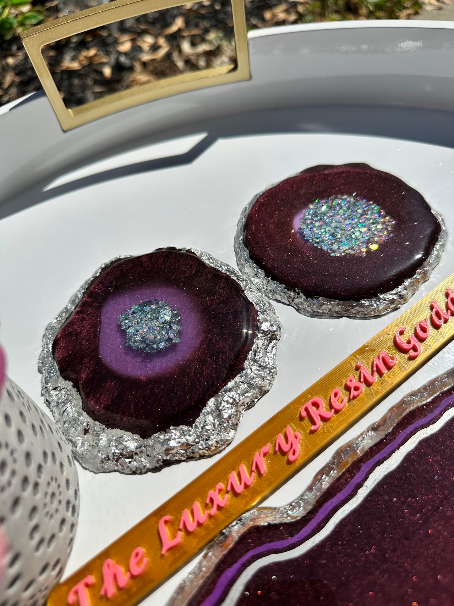 Geode Tray and coaster set