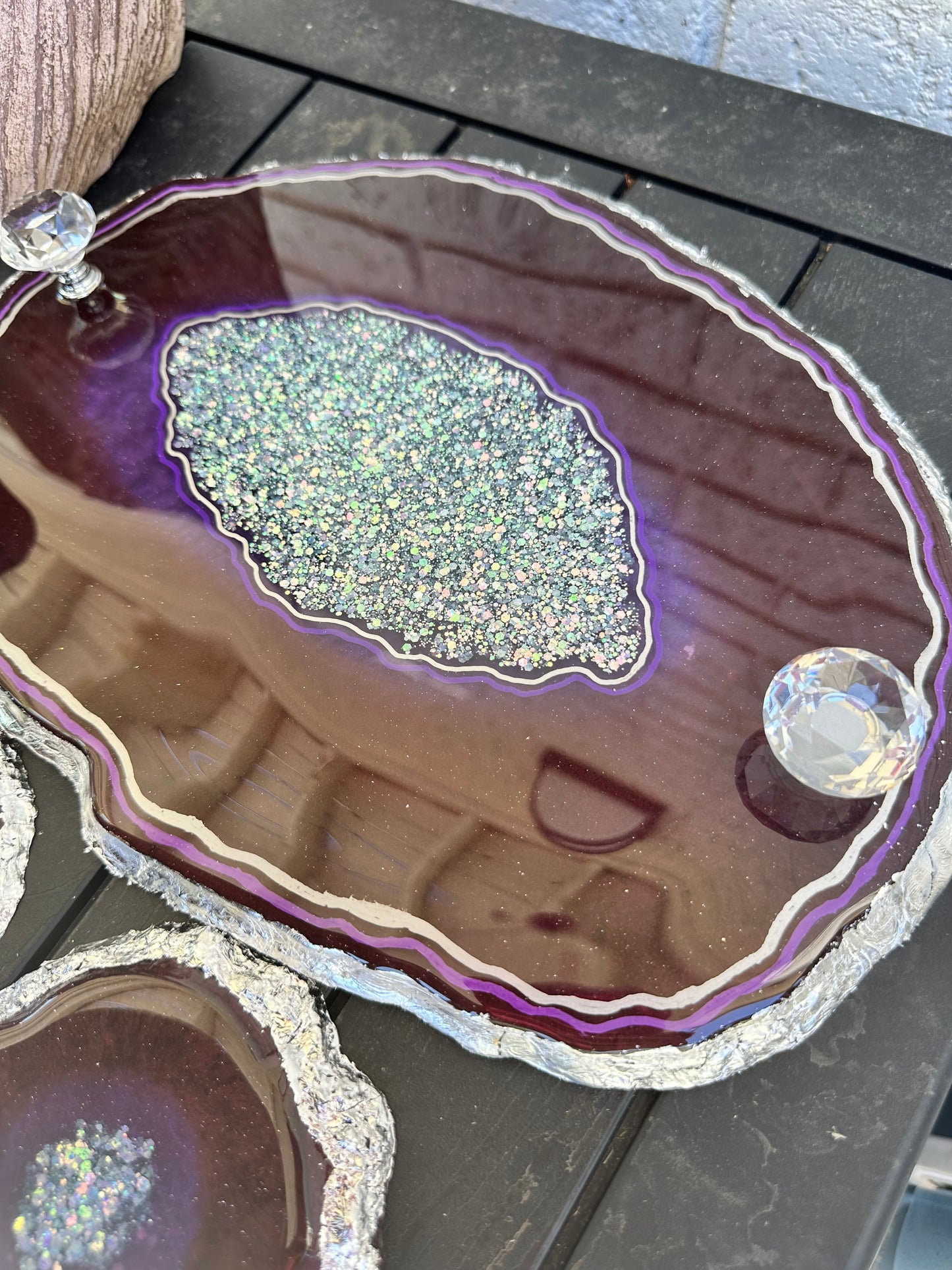 Geode Tray and coaster set