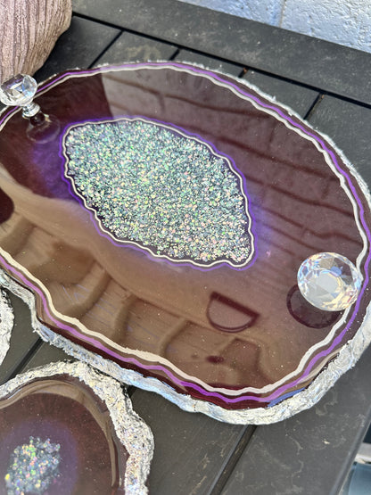 Geode Tray and coaster set