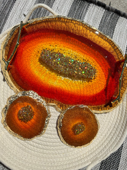 Geode Tray and coaster set