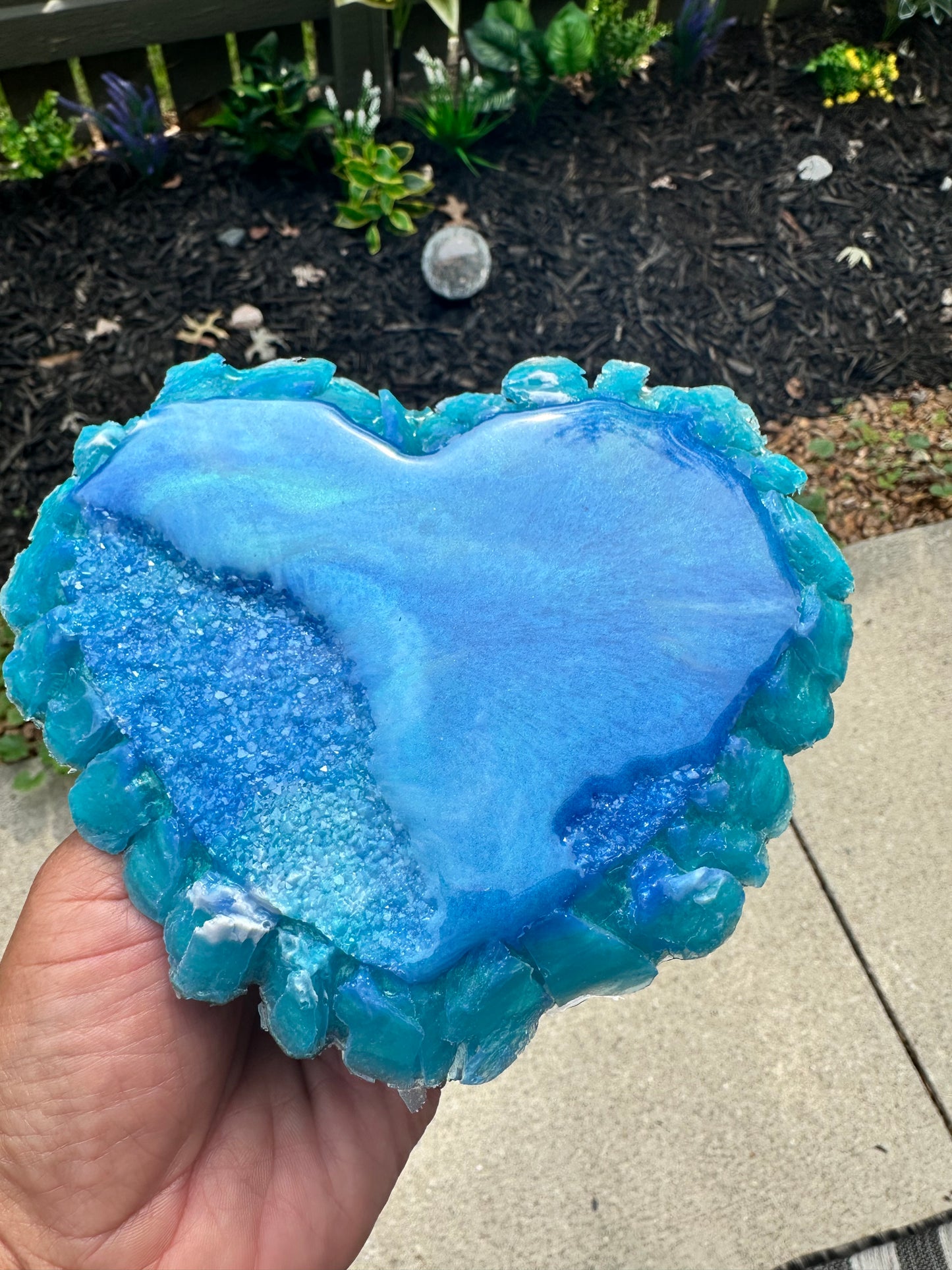 Faux Blue Druzy Heart Coaster