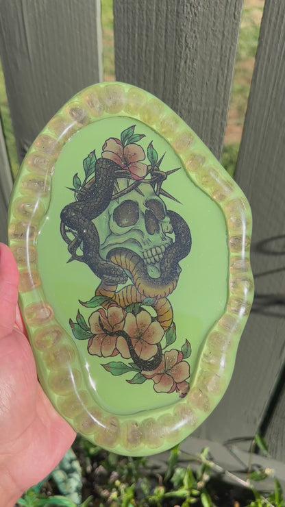 “Serpent & Skull Ghana Beaded Resin Tray”