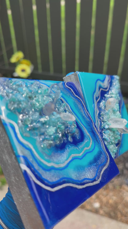 Oceanic Veins – Mini Geode Canvas Duo