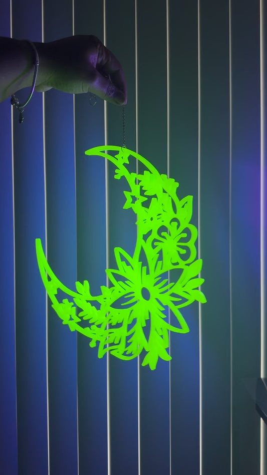 Neon Moon Flower Suncatcher 🌙