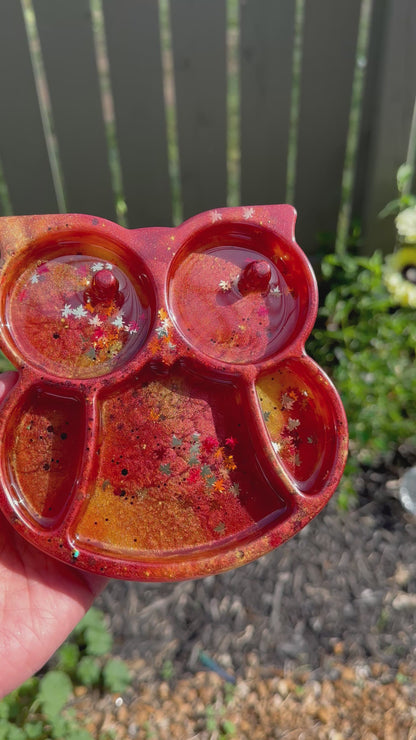 Crimson Owl Tray