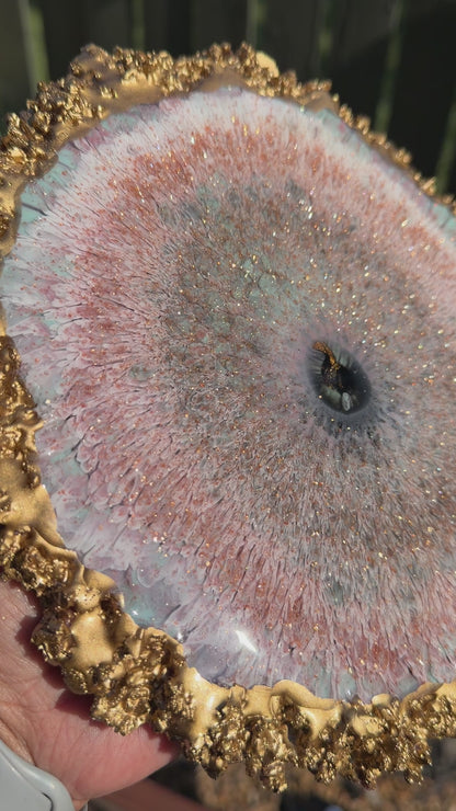 Golden Bloom Geode Tray