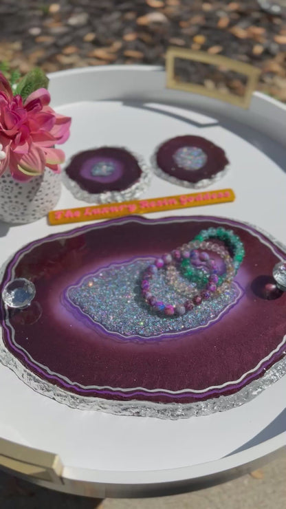 Geode Tray and coaster set