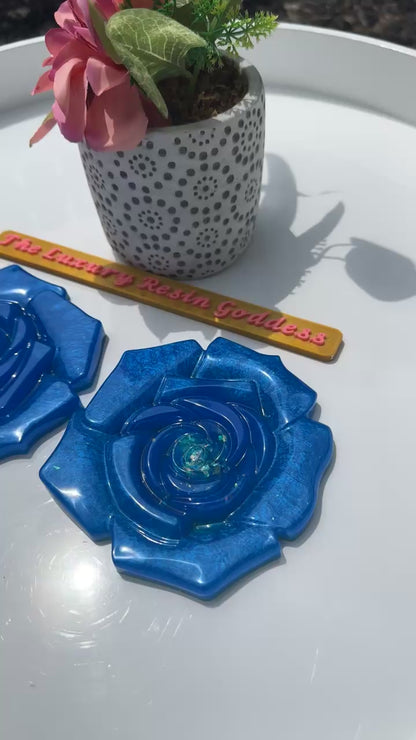 Ocean Bloom Rose Coaster Set