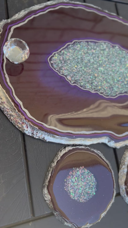 Geode Tray and coaster set